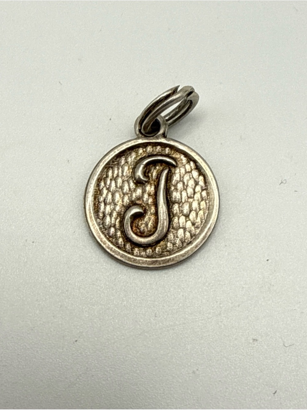 VTG Sterling Silver Charm Pendant Initial Letter Monogram Alphabet Cursive T